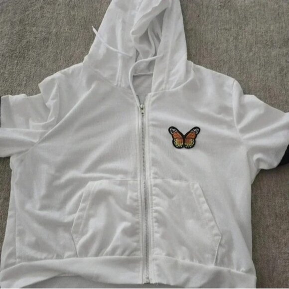 Shein ladies white zip up hoodie size medium - Picture 2 of 2